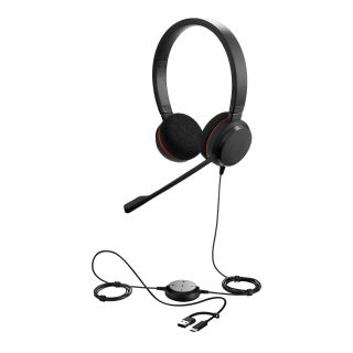 Гарнитура проводная Jabra Evolve 20 MS Stereo USB-C + адаптер USB-A