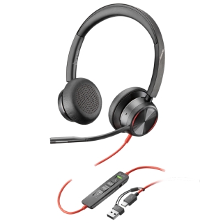 Гарнитура проводная Poly Blackwire 8225 USB-C + адаптер USB-A