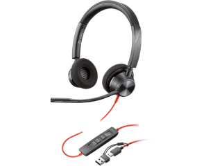 Гарнитура проводная Poly Blackwire 3320 USB-C + адаптер USB-A