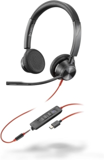Гарнитура проводная Poly Blackwire 3325 USB-C + адаптер USB-A + адаптер 3.5 мм