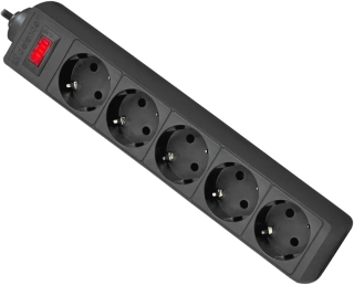 Сетевой фильтр Defender ES 1.8 - 1.8м, 5 розеток, черный