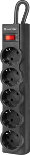Сетевой фильтр Defender ES Largo - 1.8м, 5 розеток, черный