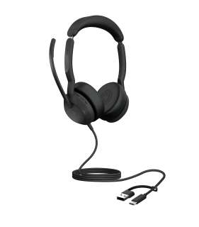 Гарнитура проводная Jabra Evolve2 50 MS Stereo USB-C + адаптер USB-A