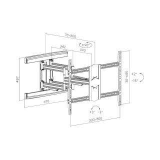 Кронштейн для ТВ и мониторов Brateck LPA57-686A, настенный, 43"-100"