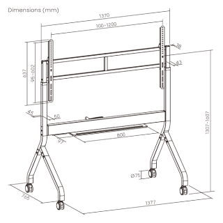 Мобильная стойка для ТВ Brateck TTF19H-612FW, 60"-110"